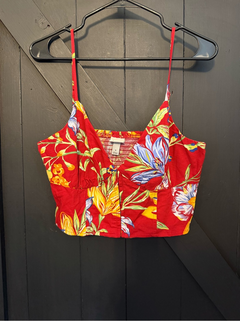 a new day Red Floral Cropped Cami with Spaghetti Straps